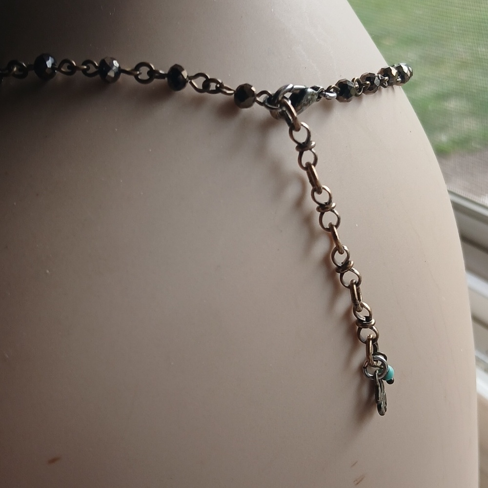 Amazing Lucky Brand Necklace Coppery Colors Feather Plus 2 Charms. Reversible - Picture 6 of 9